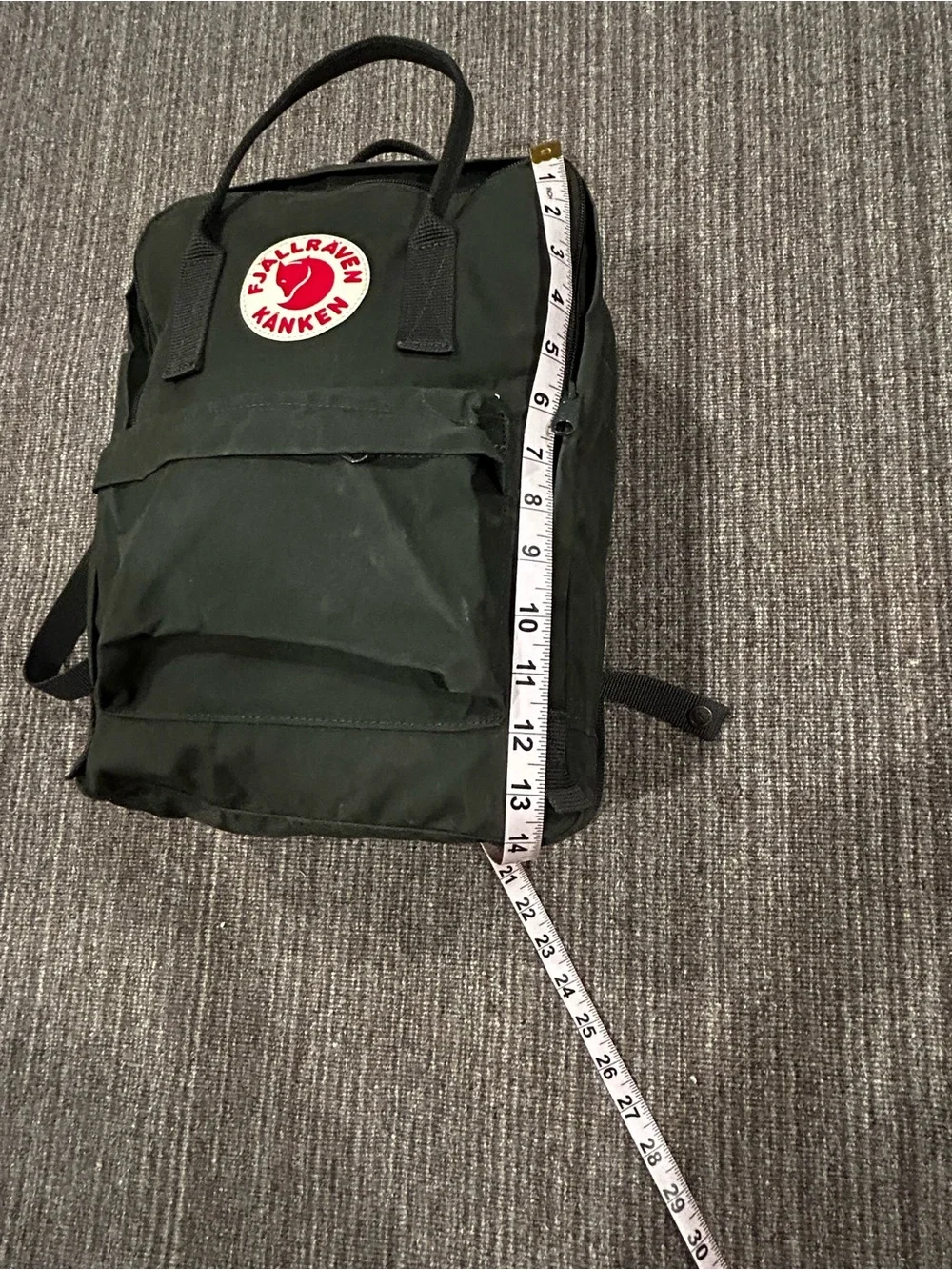 Fjallraven Kanken Backpack in Dark Green with Red Logo